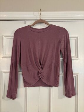 Athleta Girl Give It A Twist Long Sleeve Mauve Top Size XL 14